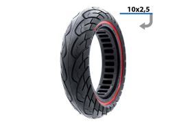 Anvelopa plina ultra-usoara 10x2.5 pentru jante 34mm Negru/Rosu