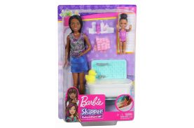 Papusa barbie mamica bruneta cu bebelus