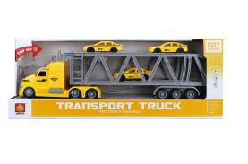 Camion trailer cu masinute taxi frictiune lumini si sunete scara 1:50