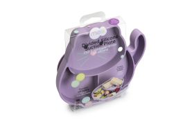 Farfurie compartimentata din silicon cu ventuza, melii, pisica