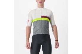 Tricou cu maneca scurta Castelli A Blocco Alb/Gri/Galben Fluo/Visiniu XXL