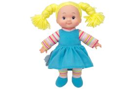 Papusa soft cheeky cu corp moale si hainute bleu