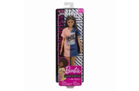 Papusa barbie fashionista bruneta cu par lung