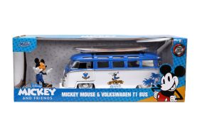 Jada masina din metal volkswagen t1 bus scara 1 la 24 si figurina mickey mouse