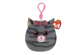 Plus breloc ty 8.5cm squishy beanies kiki pisicuta gri