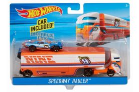Set camion si masina sport hot wheels speedway hauler