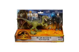 Jurassic world dominion set 2 figurine dr. ian malcolm si velociraptor