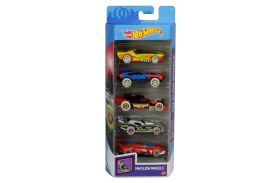 Set 5 masini hot wheels cu roti fluorescente