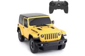 Masina cu telecomanda jeep wrangler rubicon galben cu scara 1 la 24