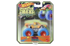 Hot wheels monster truck glow in the dark masinuta podium crasher scara 1:64