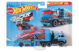 Set camion si masina sport hot wheels stuntin semi