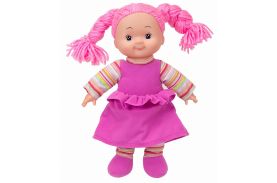 Papusa soft cheeky cu corp moale si hainute roz