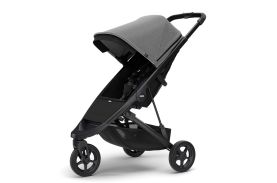 Carucior Thule Spring cu cadru negru + Copertina Thule Canopy GREY MELANGE