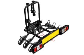 Suport pentru 3 biciclete, Peruzzo Parma 706/3, Negru, cu prindere pe carligul de remorcare