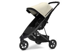 Carucior Thule Spring cu cadru negru + Copertina Thule Canopy BEIGE