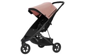 Carucior Thule Spring cu cadru negru + Copertina Thule Canopy MISTY ROSE PINK