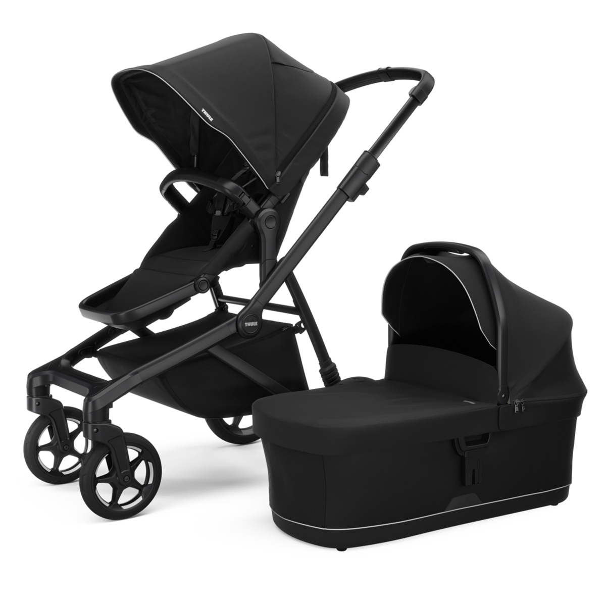 Set Carucior Thule Sleek 2 + Landou, Black - Imagine 1